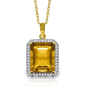 GOLD NECKLACE WITH NATURAL DIAMONDS & CITRINE